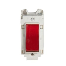Crabtree 20AX 1 Way Single Pole Grid Switch With Red Rocker