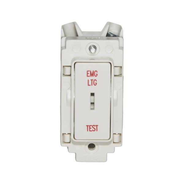 Crabtree 20AX 1 Way Single Pole Grid Switch Complete With Key Printed 'Emergency Light Test'
