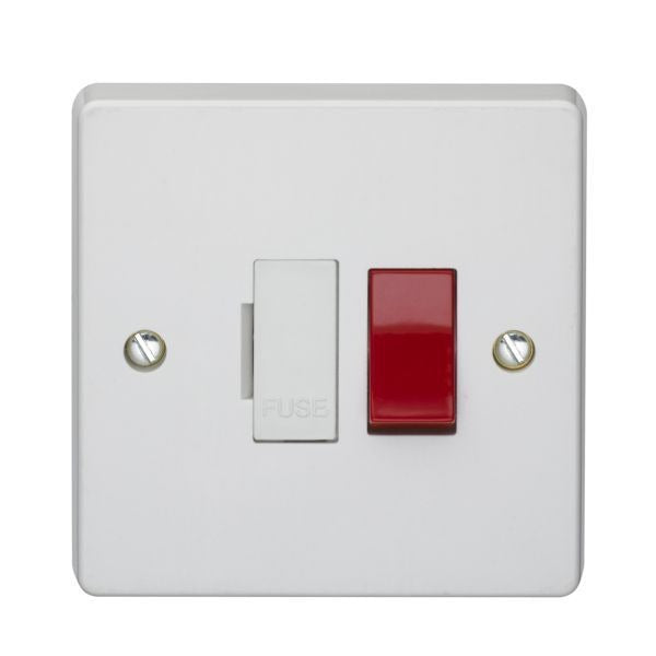 Crabtree 13A Double Pole Switched Fused Connection Unit With Red Rocker