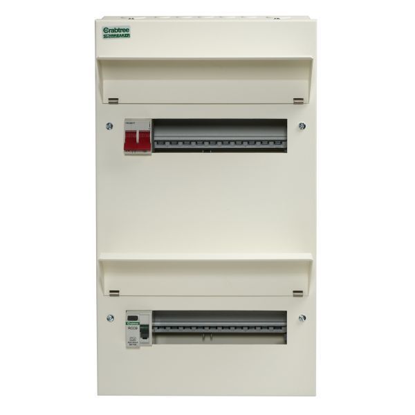 Crabtree 20 Way Split Load Duplex Consumer Unit 100A Main Switch +10, 80A 30mA RCD +10