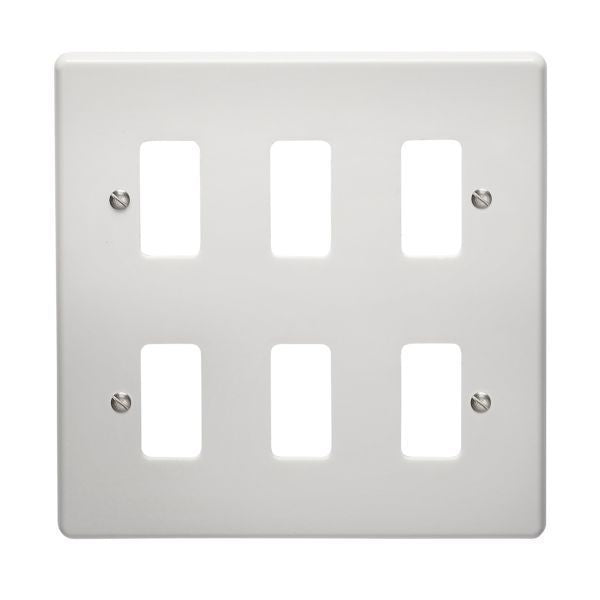Crabtree 6 Gang Flush Moulded Grid Cover Plate