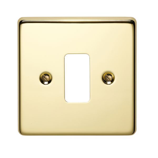 Crabtree 1 GANG FLUSH POLISHED BRASS GRID PLATE
