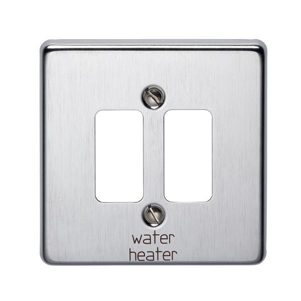 Crabtree 2 Gang Flush Grid Cover Plate Printed 'Water Heater'