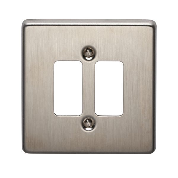 Crabtree 2 Gang Flush Grid Cover Plate