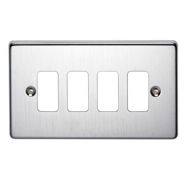 Crabtree 4 Gang Flush Grid Cover Plate