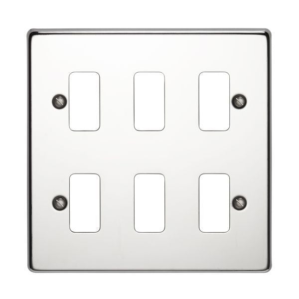 Crabtree 6 Gang Flush Grid Cover Plate