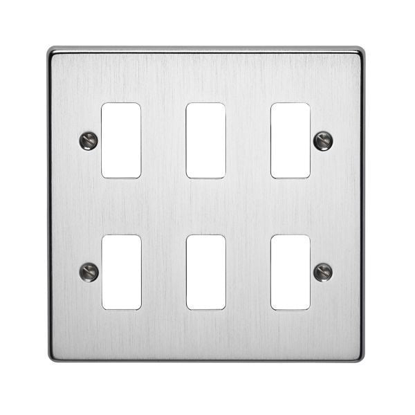 Crabtree 6 Gang Flush Grid Cover Plate