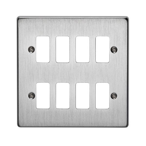Crabtree 8 Gang Flush Grid Cover Plate