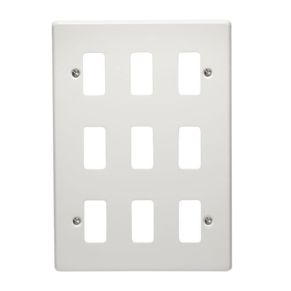 Crabtree 9 Gang Flush Metal Grid Cover Plate