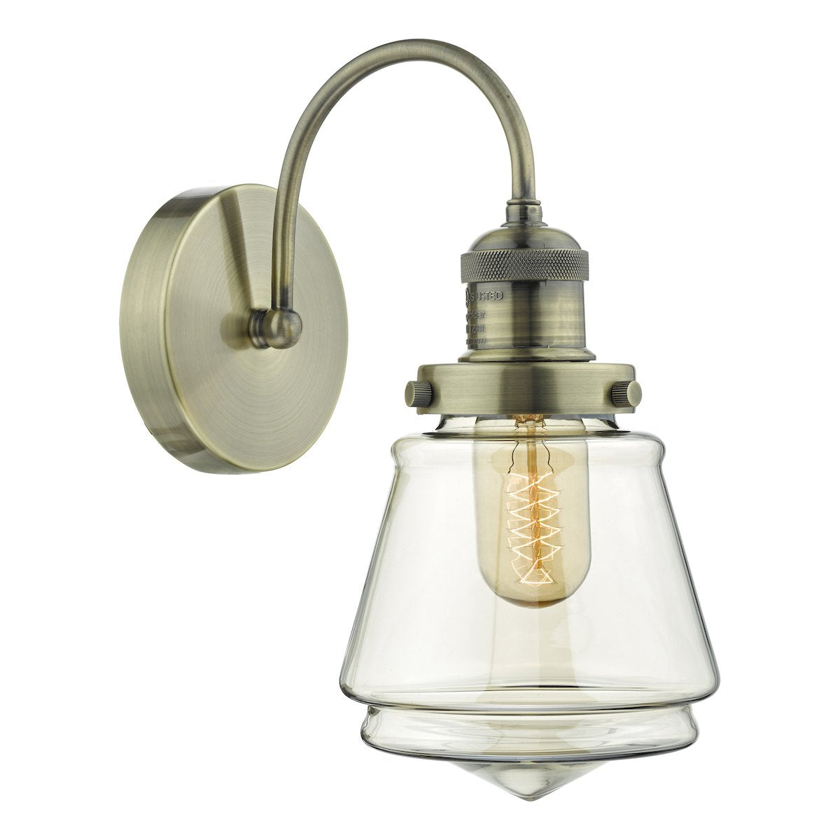 CUR0775 Wall Light Antique Brass & Champagne Glass