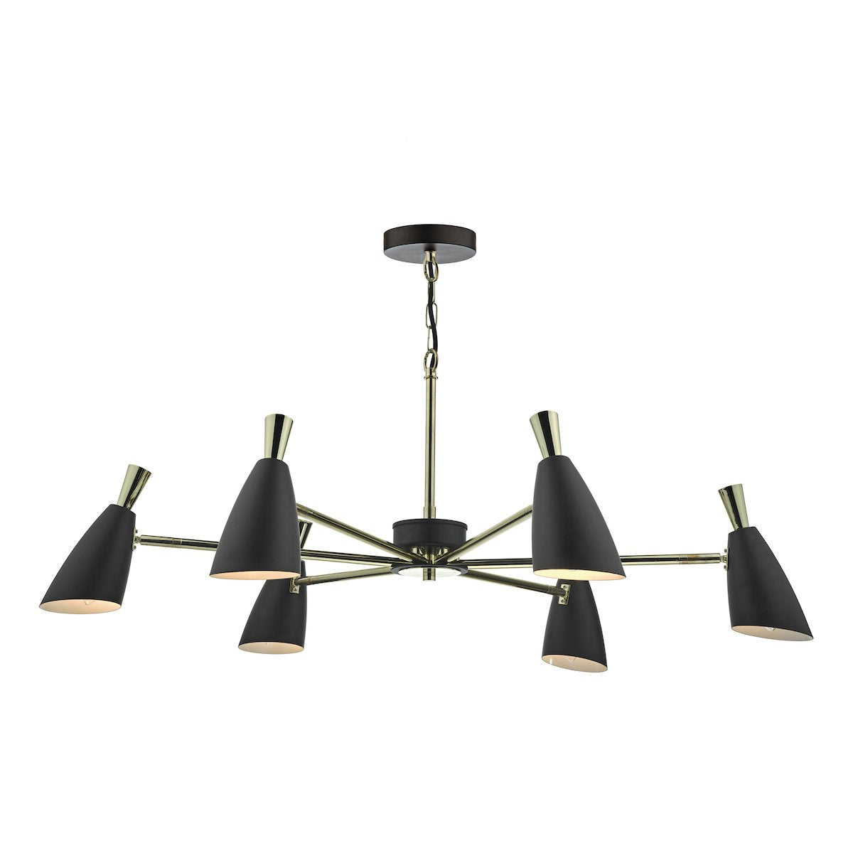 DIE0654 6 Light Suspended Light Black & Gold