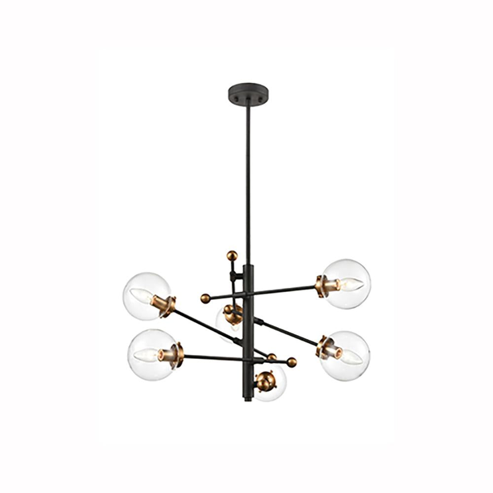 6-0142LF 6 Light Suspended Light Black and Gold
