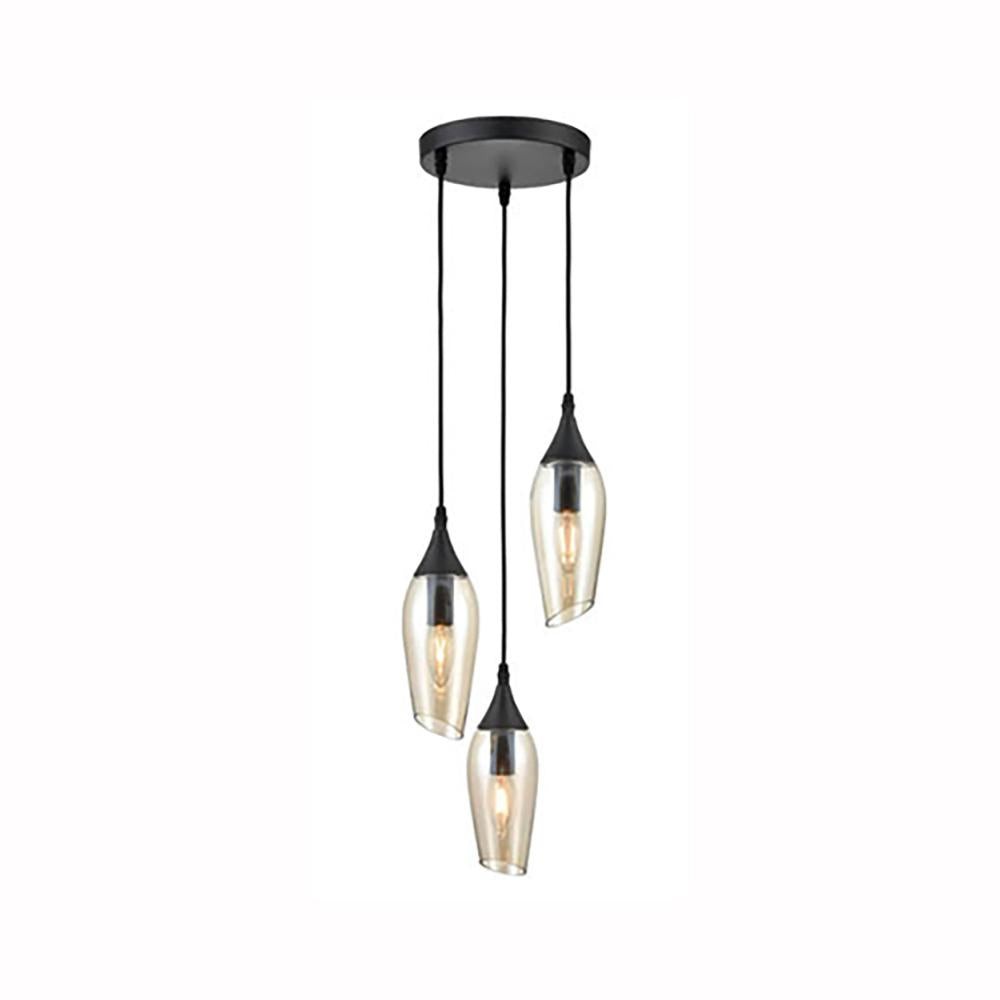 643/3-0242LF 3 Light Multi Light Pendant Matt Black