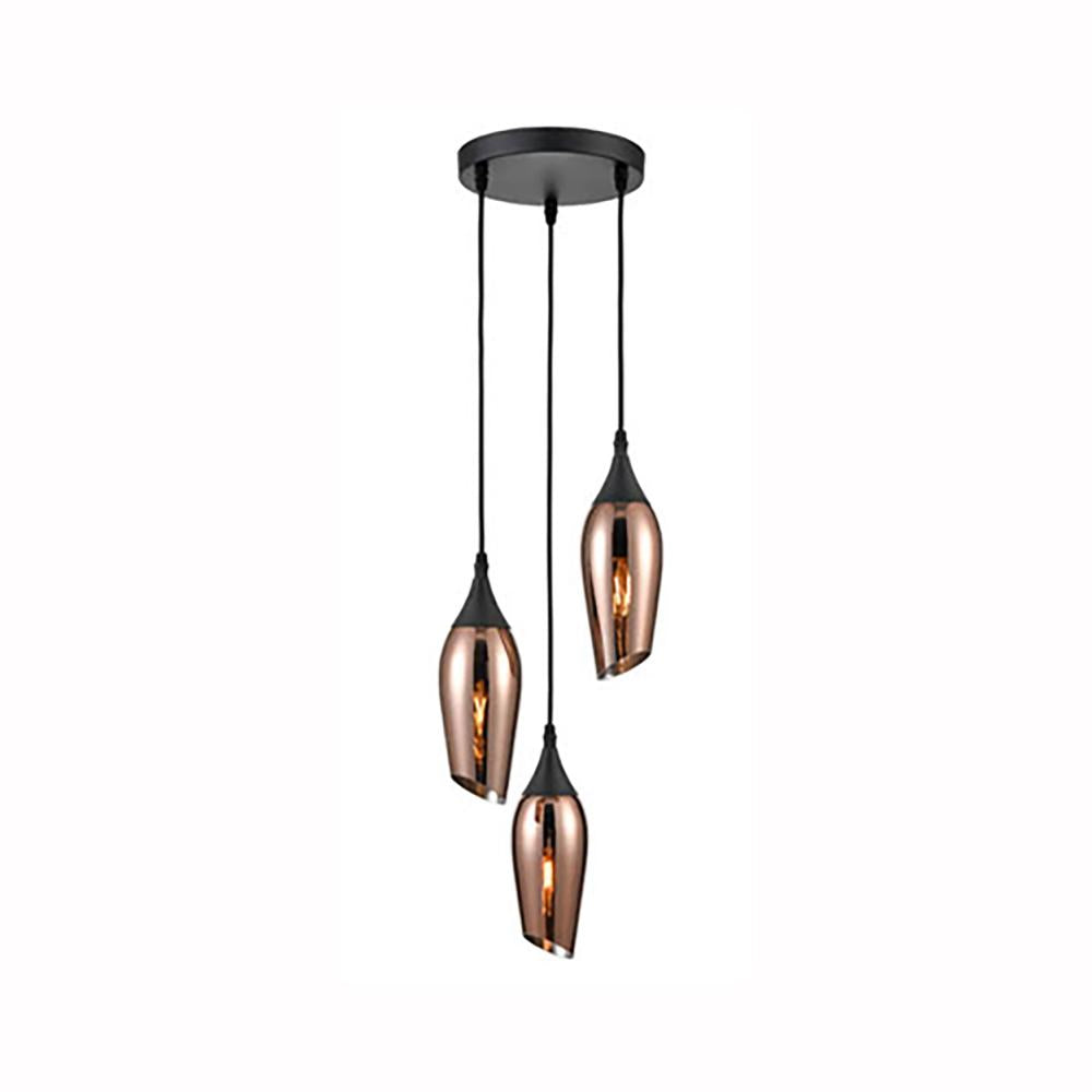 743/3-0242LF 3 Light Multi Light Pendant Black Braided