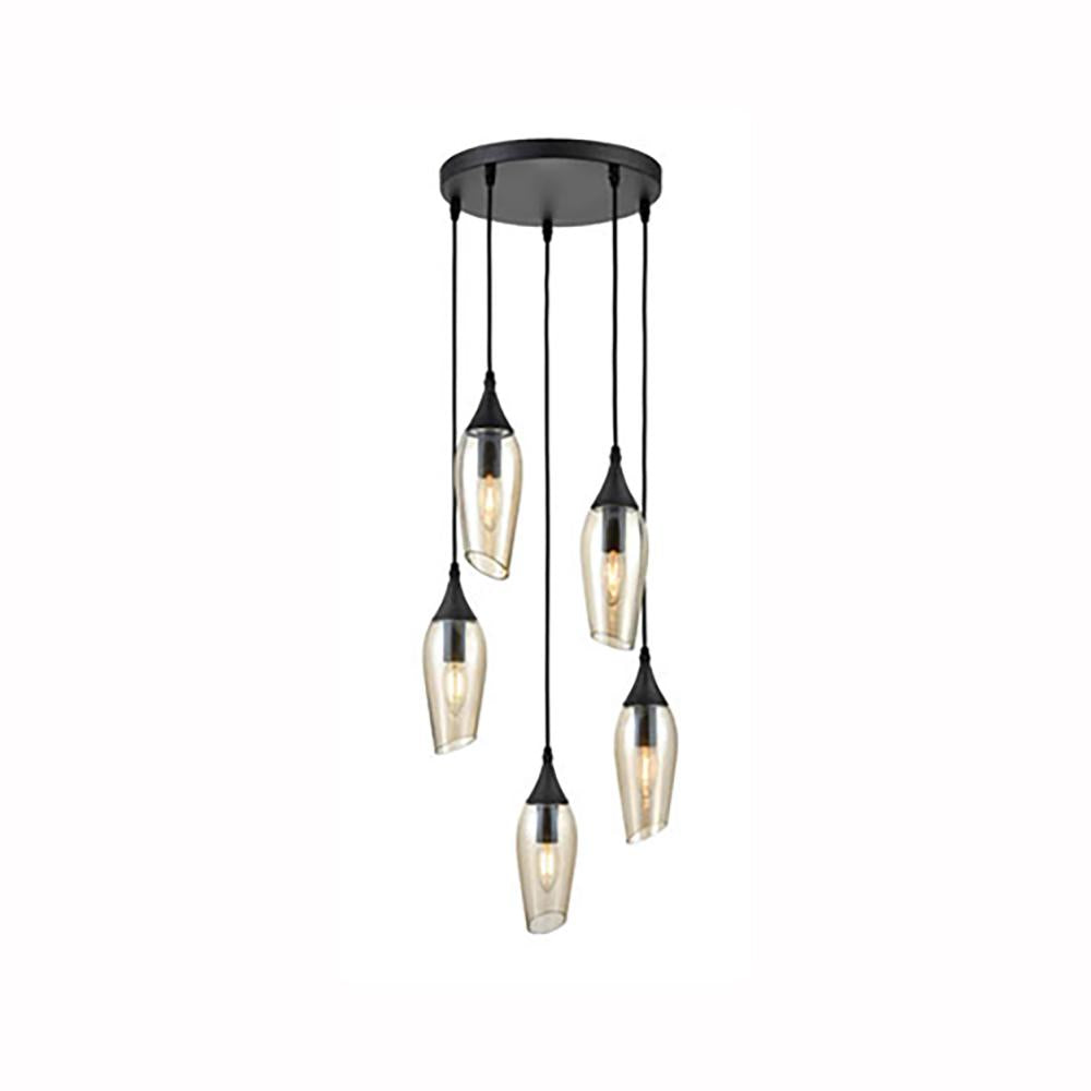 643/5-0242LF 5 Light Multi Light Pendant Matt Black