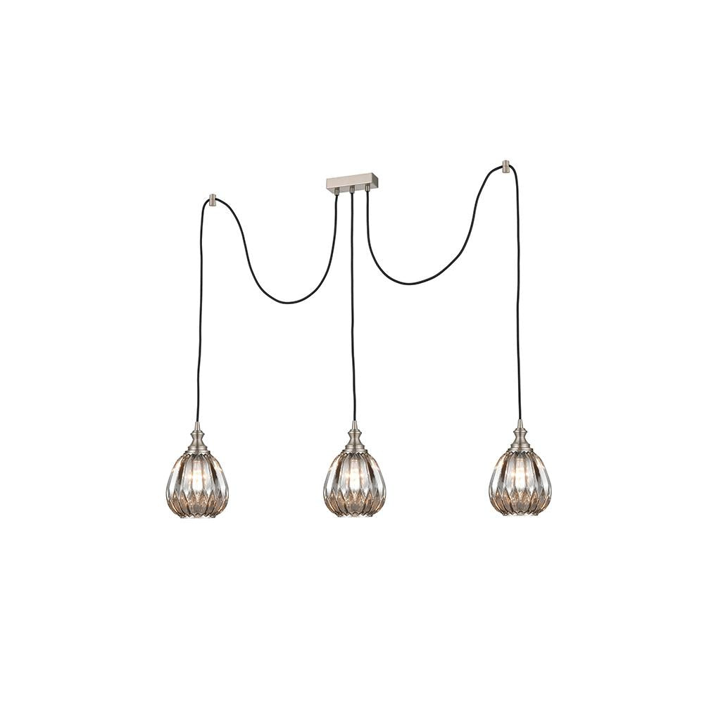 153/3-7242LF 3 Light Suspended Light Satin Nickel
