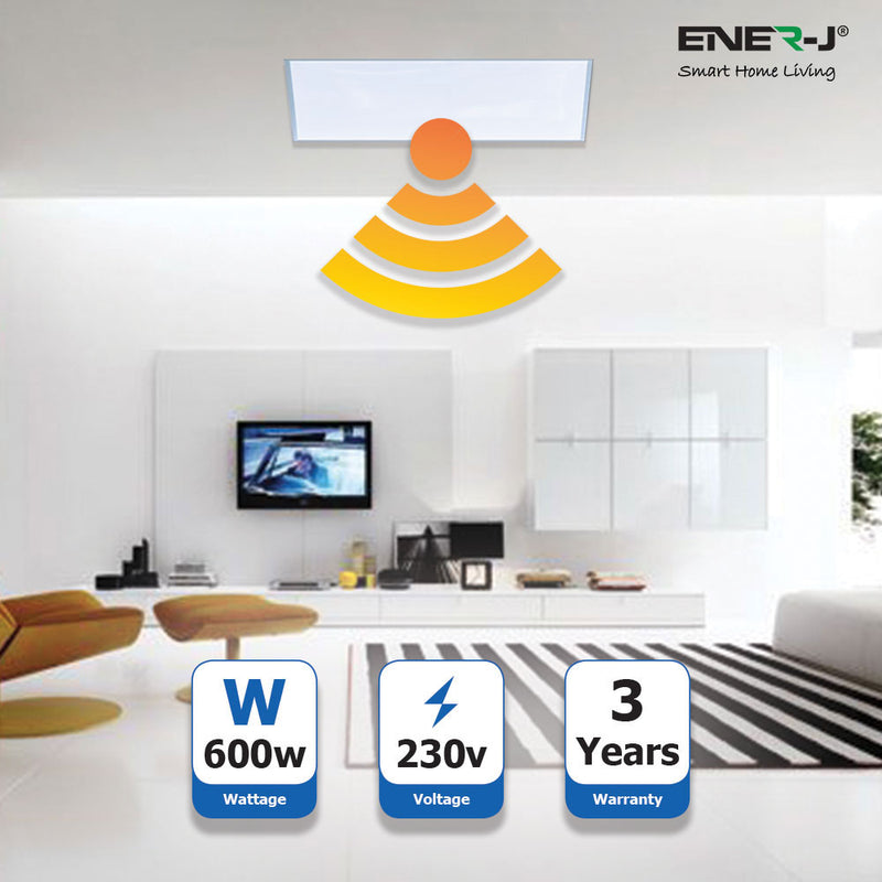 Ener-J 1005 x 595 Infrared Heating Panel, White Body, 600W