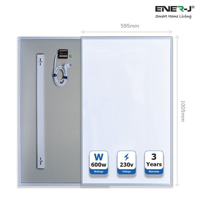 Ener-J 1005 x 595 Infrared Heating Panel, White Body, 600W