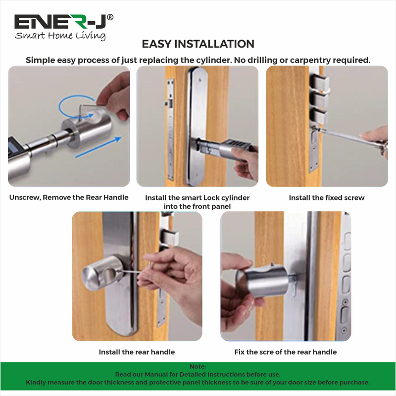 Ener-J Smart Lock Cylinder for Doors 35-70mm