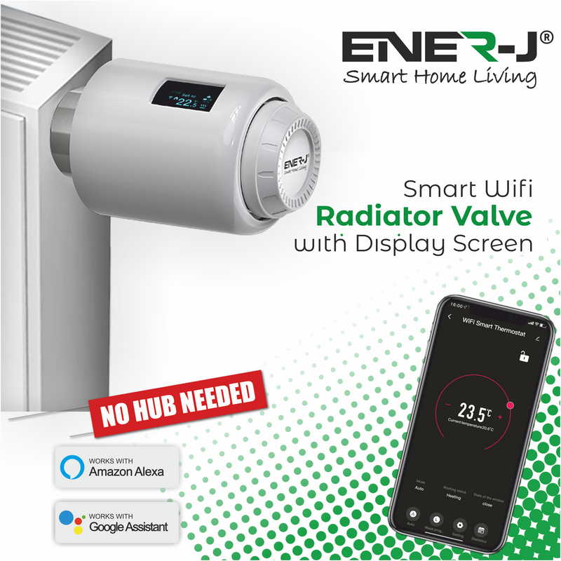 Ener J Smart Thermostatic Radiator Valve, No Hub Needed, APP & Voice Control