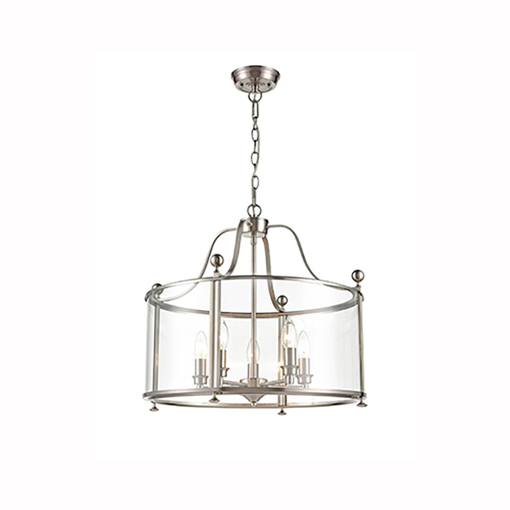 5-9107AL 5 Light Indoor Lantern Satin Nickel