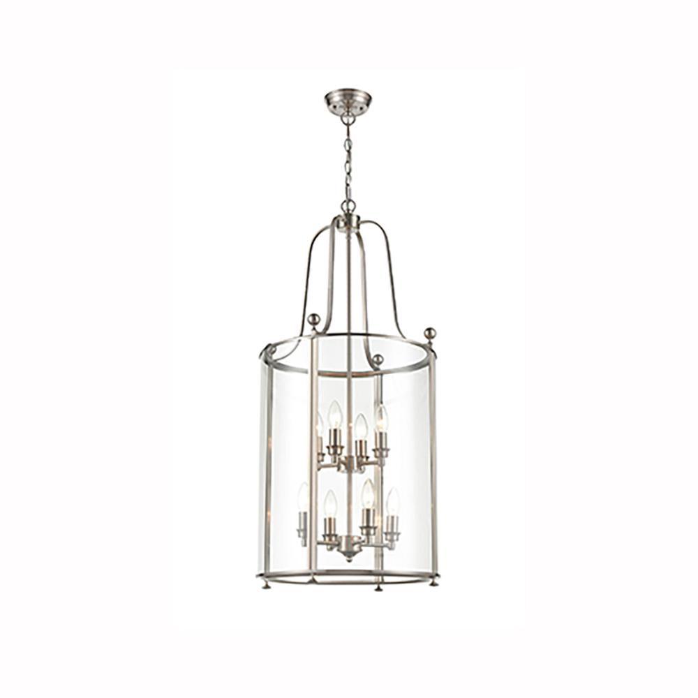 8-9107AL 8 Light Indoor Lantern Satin Nickel