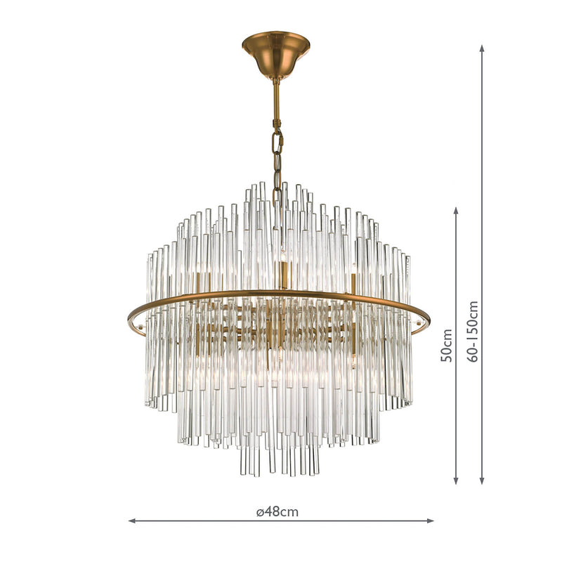 LUK1735 13 Light Suspended Light Brushed Antique Gold