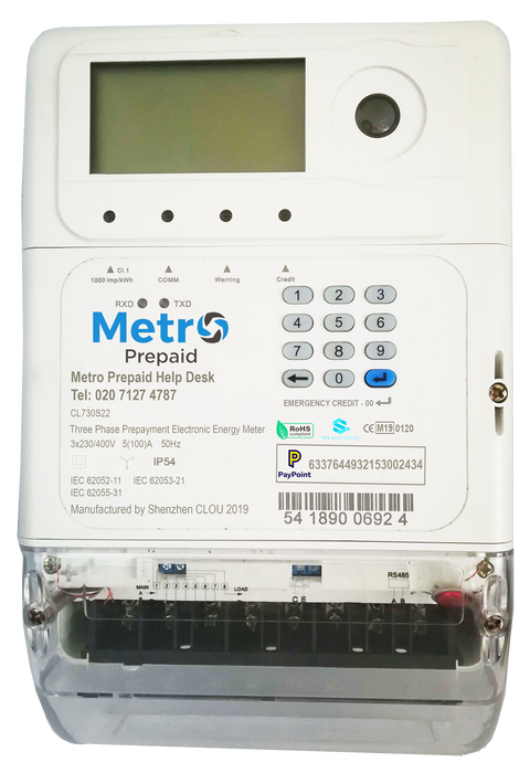 Metro MET002 Prepayment Meter - Three Phase
