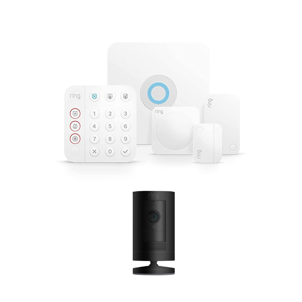 Ring 5 Piece Home Alarm Kit 2nd Generation Indoor Camera Black BUNDLE