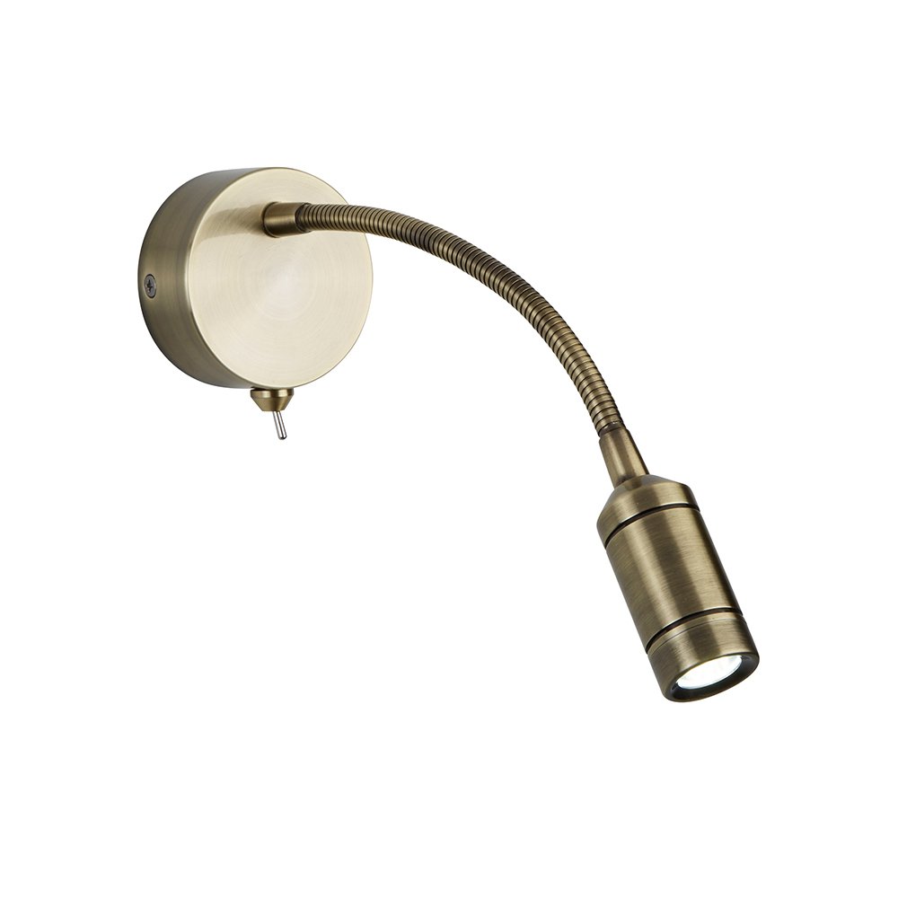 2256AB LED ADJUSTABLE WALL LIGHT FLEXI ARM ANTIQUE BRASS