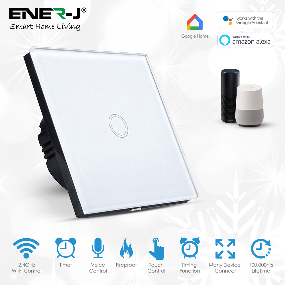 Ener-J Smart 1 Gang Touch Glass Switch (No Neutral Required)