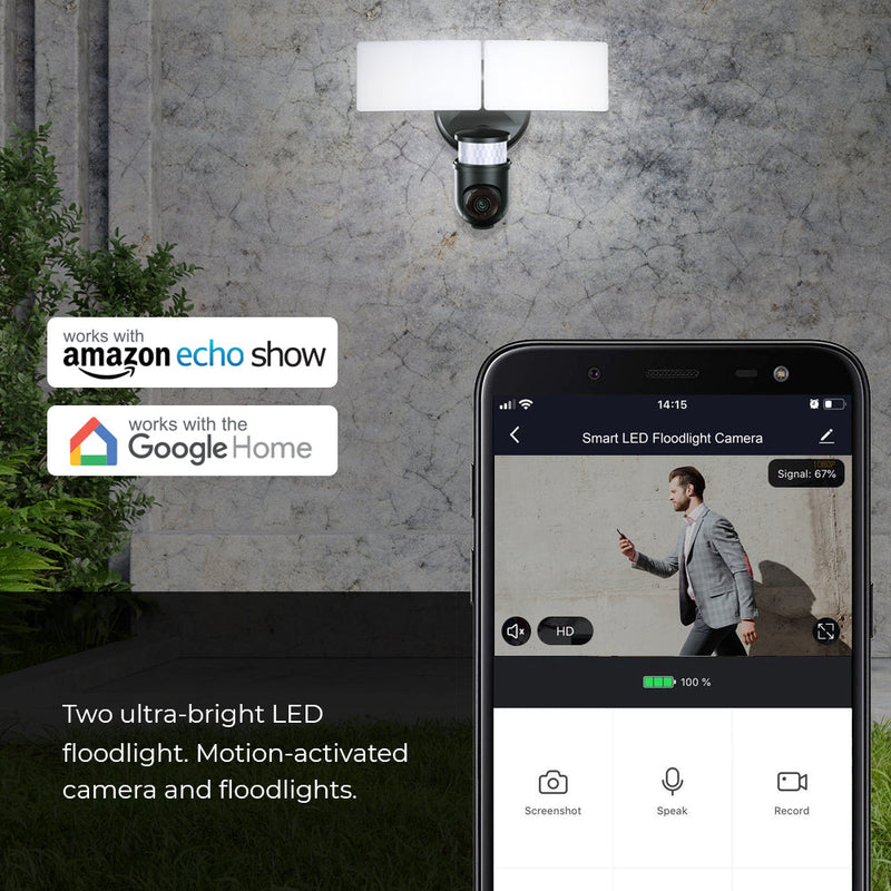 ENER-J Smart 1080p LED Floodlight Camera Wired - White SHA5293