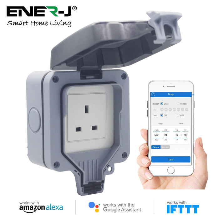 Ener-J Smart Wi-Fi Waterproof Single Socket IP55