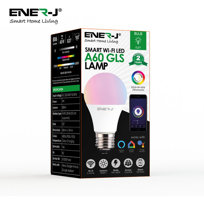 Ener J Smart WiFi Colour Changing LED Bulb 9W ES/E27