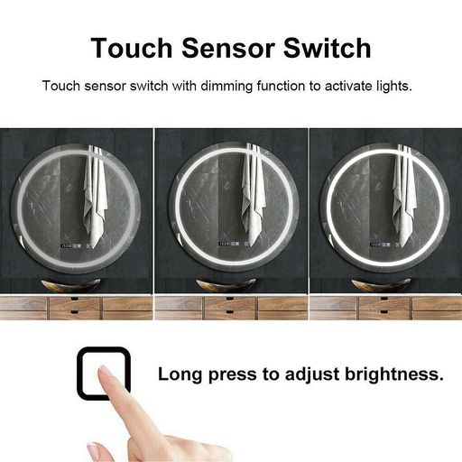 Ener-J Round LED Mirror with Bluetooth Speaker, CCT Changing & Touch Sensor