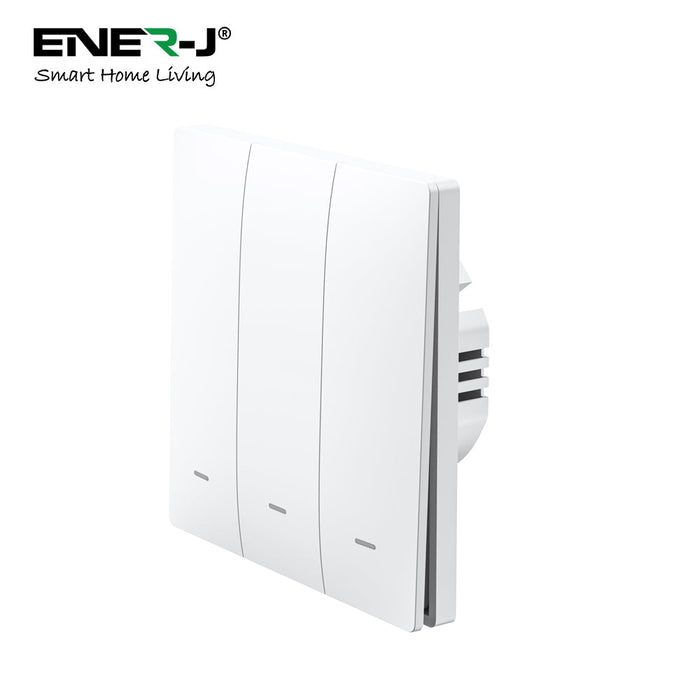 Ener J 3 Gang Smart Push Button Mechanical Light Switch, No Neutral Needed, APP & Voice Control