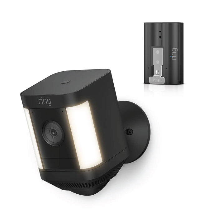 Ring Spotlight Cam Plus Battery Black & Extra Quick Release Battery *BUNDLE*