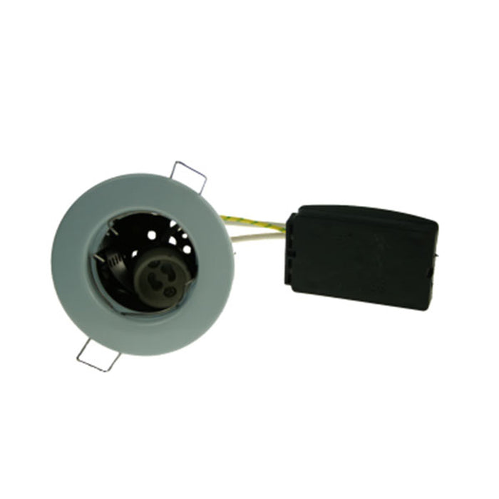 Fire Rated Downlight SUN103SC GU10 Fixed - Brushed Chrome Pressed - SND Electrical Ltd