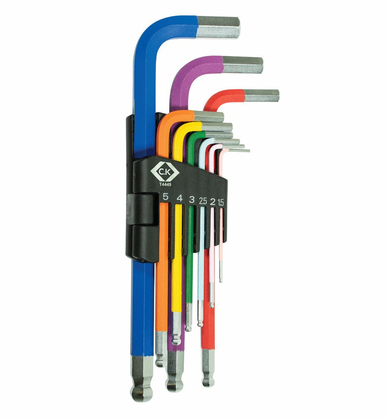 CK Tools T4449 Coloured Ball End Hexagon Key Metric Set Of 9 T4449