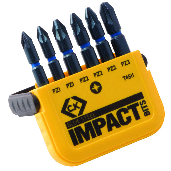 CK Tools T4511 Blue Steel Impact Screwdriver Bit Pozi Set of 6