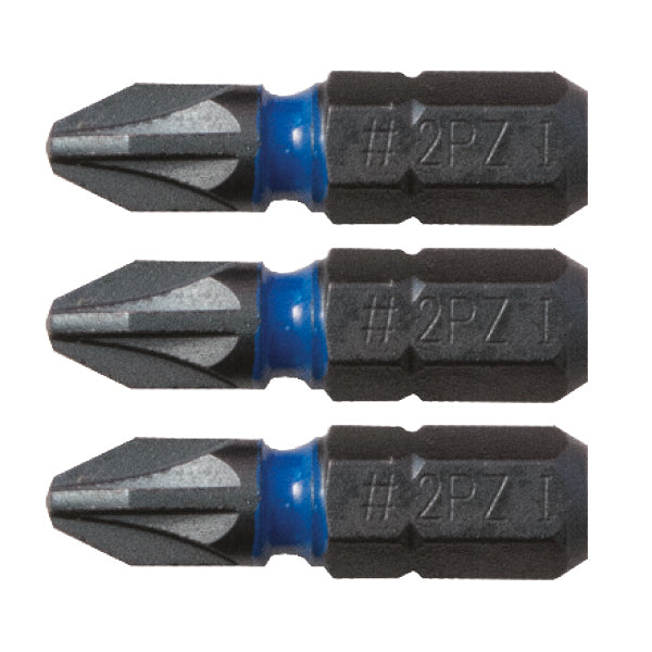 CK Tools T4560 PZ3D Blue Steel Impact Screwdriver Bit 25mm Pack of 3