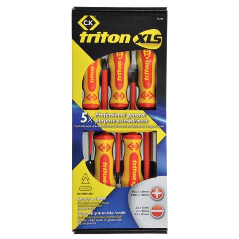 CK Tools T4729 5 Piece Triton XLS 1000V Insulated Screwdriver Set