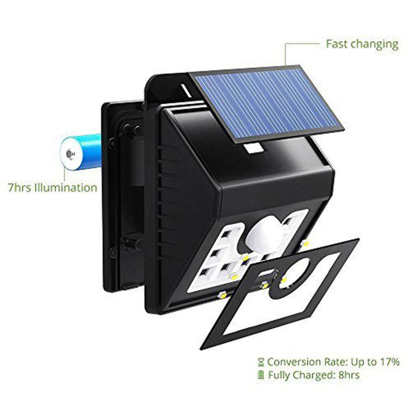 Ener J 0.55W PIR Solar Wall Lights, 200 Lumens, 1200 mAh Battery, 6500K