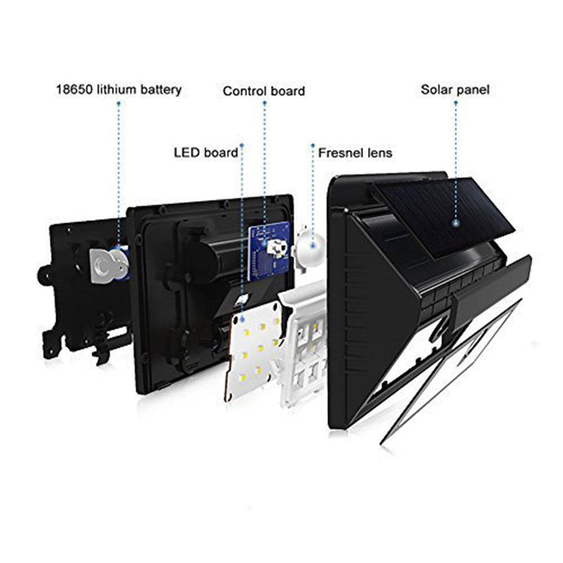 Ener J 0.55W PIR Solar Wall Lights, 200 Lumens, 1200 mAh Battery, 6500K