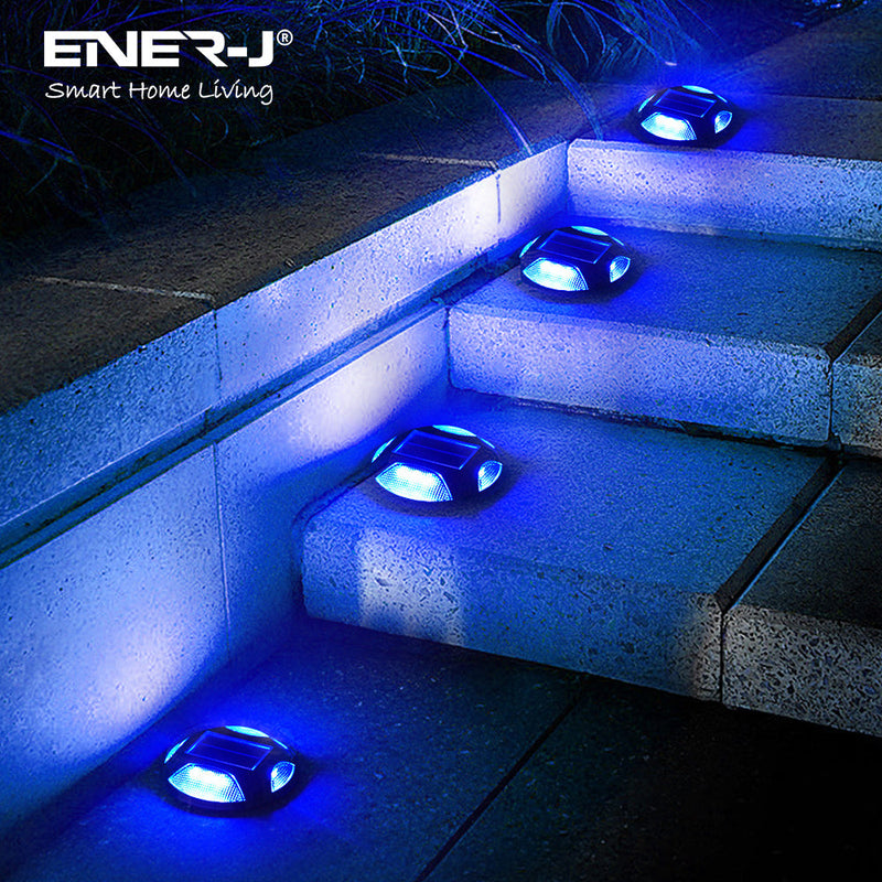 Ener-J Smart Solar Powered LED Floor Lights 6000K + Blue- 2 Piece