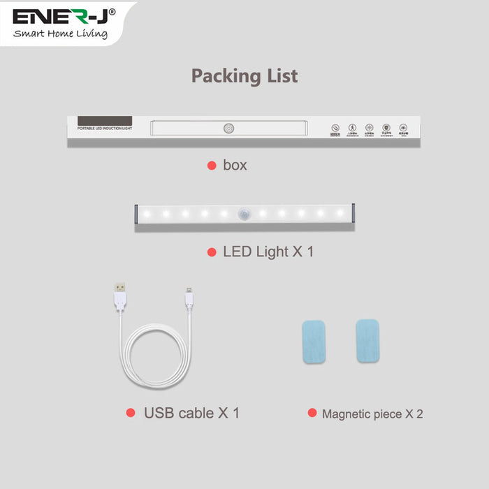 Ener J Rechargeable Sensor Cabinet Lights, Infrared + Light Sensor, 2W, 10 LEDs, (Pack of 2)