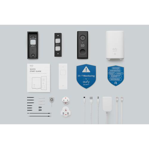 Eufy Video Doorbell 2K (Battery-Powered) with HomeBase 2 and EufyCam 2 Pro Add On Cam *BUNDLE*