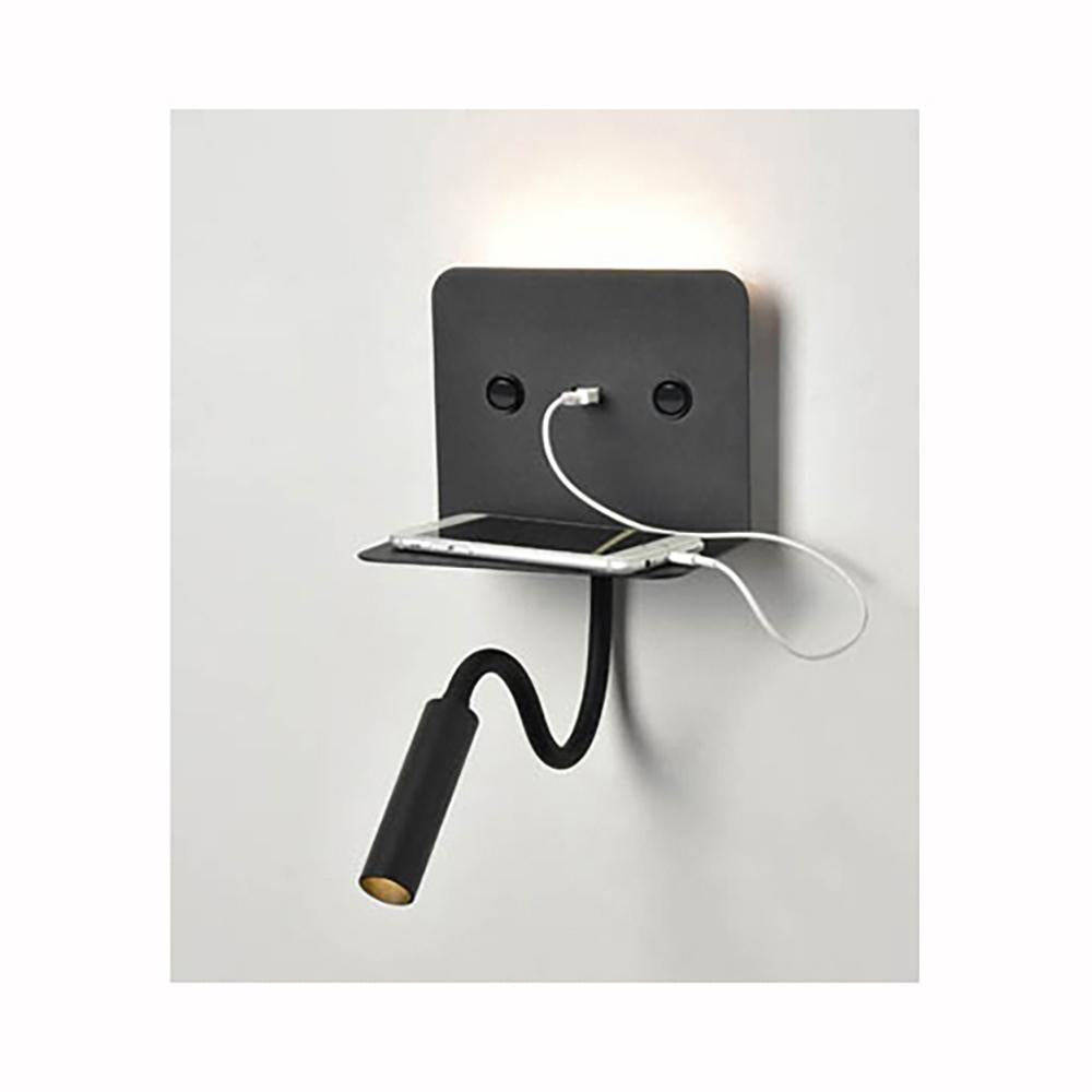 311BW LED Reading Light Matt Black with USB and Switches