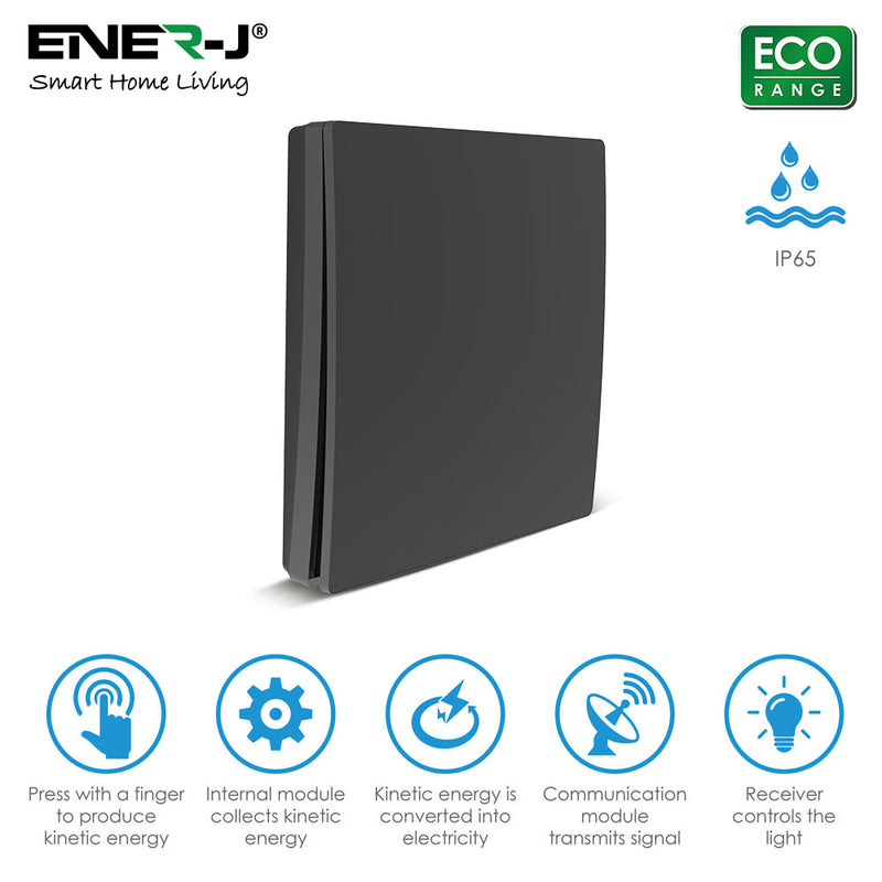 Ener-J 1 Gang Wireless Kinetic Switch ECO RANGE - Black