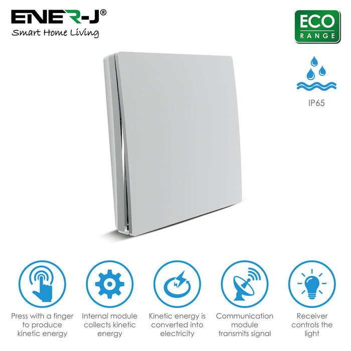 Ener-J 1 Gang Wireless Kinetic Switch ECO RANGE - Silver